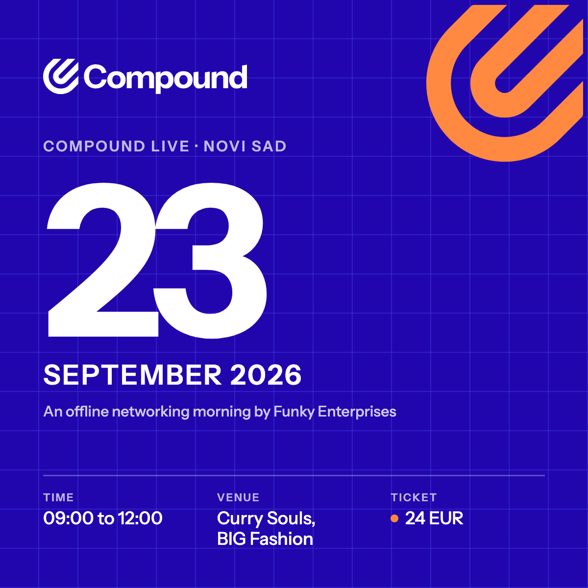 Compound Live: Novi Sad, 23 September 2026, 09:00 to 12:00, Curry Souls, 24 EUR